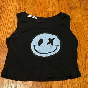 Love Junkie Girl’s Black and Blue Smiley Tank